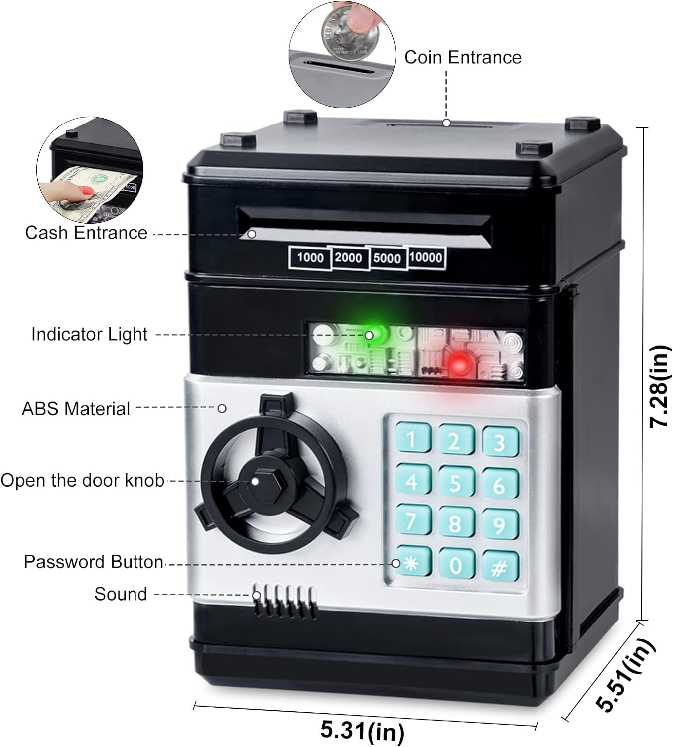 Piggy Bank, Saving Box, Cash Coin Can Safe Bank Electronic Coin Money Bank Gifts Toy ATM Bank, Hot Gift for Boys and Girls