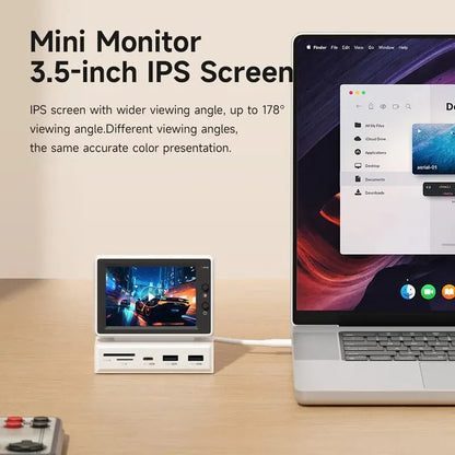 Hagibis 3.5" IPS Mini Screen – AIDA64 Data Monitor for CPU, RAM, HDD with USB-C Hub for Laptop, PC, and MacBook