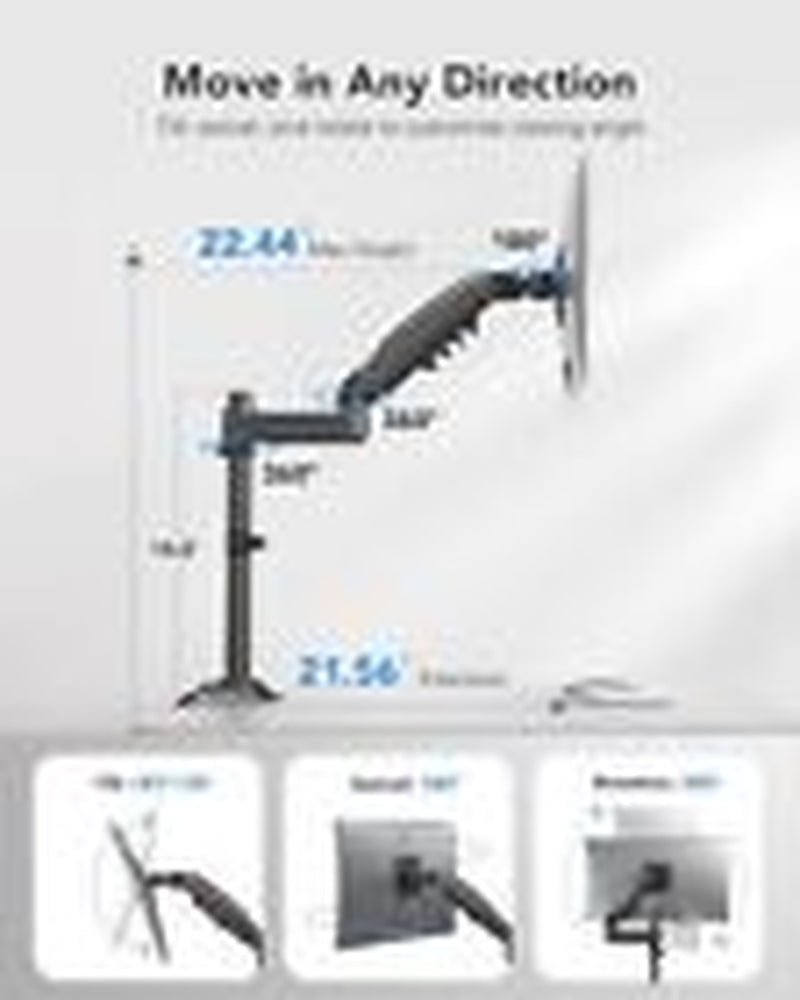 Single Monitor Mount, Adjustable Monitor Arm Desk Mount Fits 13-32 Inch