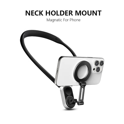 Magnetic Neck Holder Mount Necklace – Hands-Free POV for iPhone 11-15 & Android. Secure, Convenient, and Perfect for On-the-Go Content Creation.