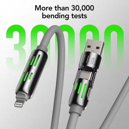 Usb、Type C, Lightning-Max 240W Fast Charging and Data Sync  4-In-1 Multi-Function USB Charging Cable for Iphone 16/15, Ipad