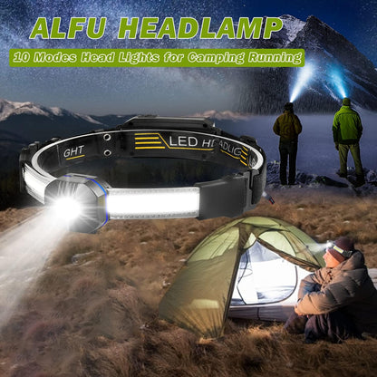 2PCS Headlamp Rechargeable,1200 Lumen Super Bright LED Head Lamp Flashlight,10 Modes Waterproof Headlight with Type C Charging for Outdoor Camping Fishing Running