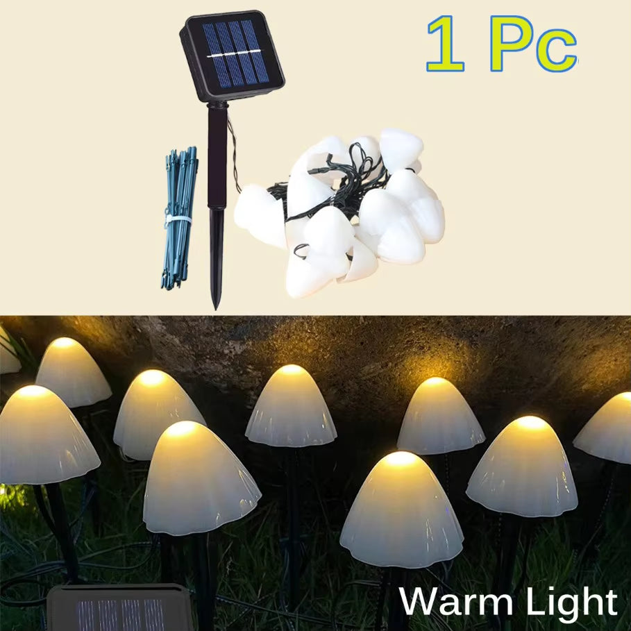 Solar Lights String Mushroom Lawn Fairy Lights LED Solar Lamps Outdoor for Garden Patio Terrace Path Landscape Decoration Lamps