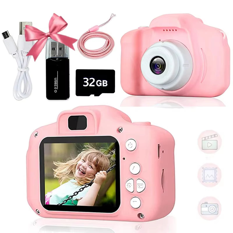 "Cute Kids Camera – 1080P Video, Educational Toy for Girls. Perfect Birthday Gift with Free Bonus!"