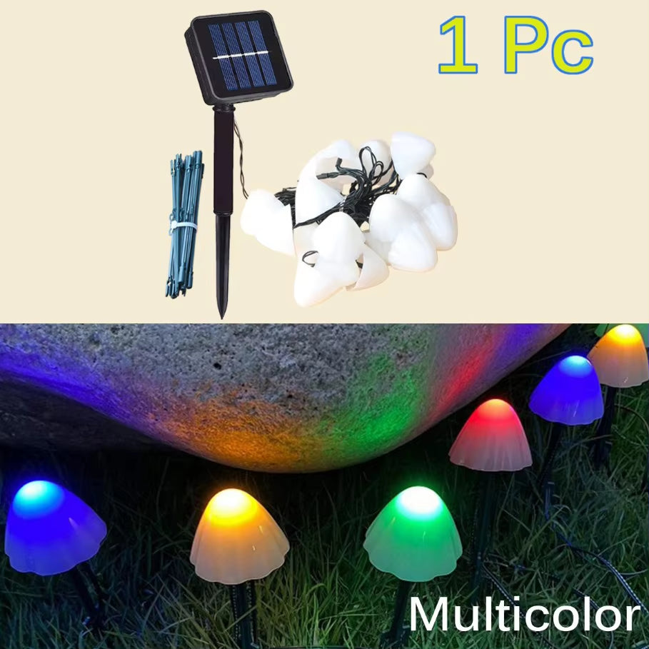 Solar Lights String Mushroom Lawn Fairy Lights LED Solar Lamps Outdoor for Garden Patio Terrace Path Landscape Decoration Lamps