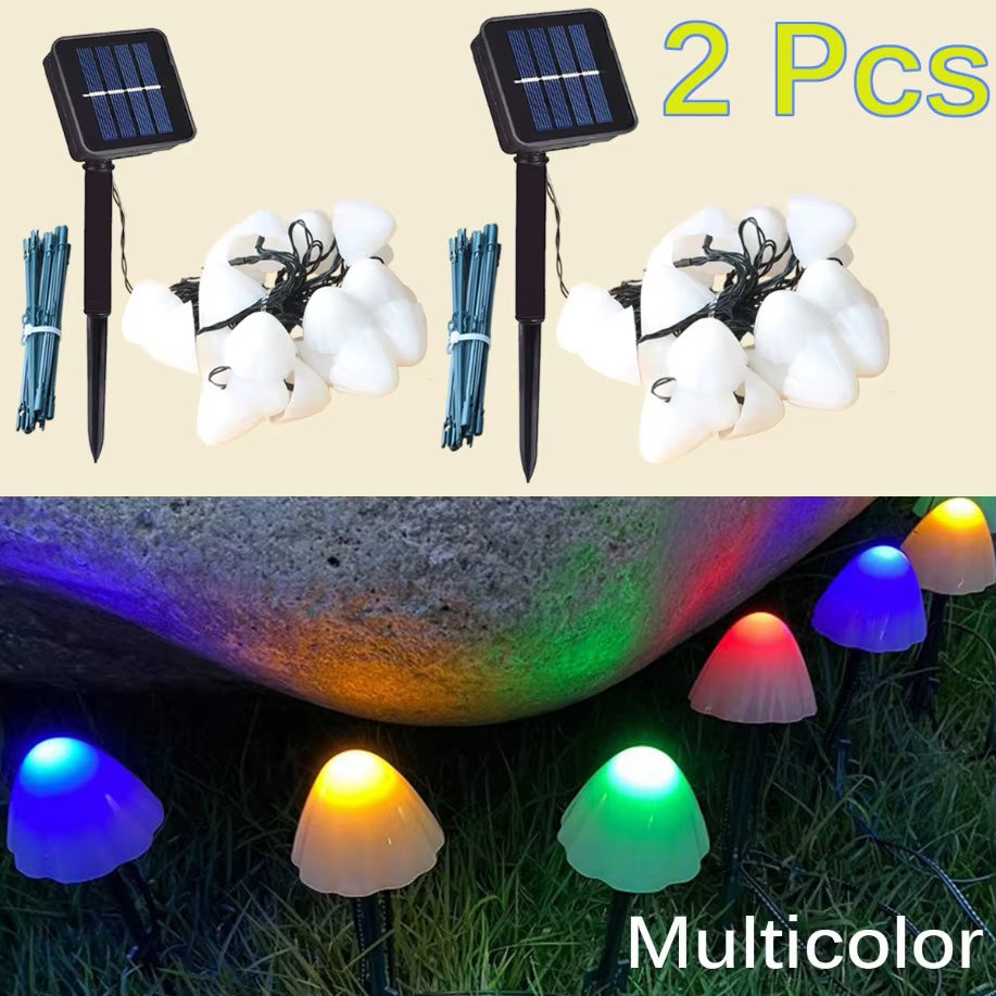 Solar Lights String Mushroom Lawn Fairy Lights LED Solar Lamps Outdoor for Garden Patio Terrace Path Landscape Decoration Lamps