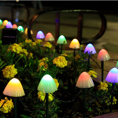 Solar Lights String Mushroom Lawn Fairy Lights LED Solar Lamps Outdoor for Garden Patio Terrace Path Landscape Decoration Lamps