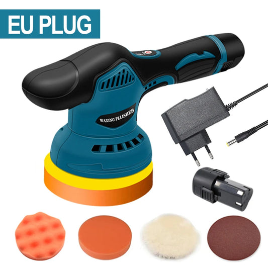 12V Wireless Car Polisher – 2800-5500 RPM, Cordless with 8 Variable Speeds. 