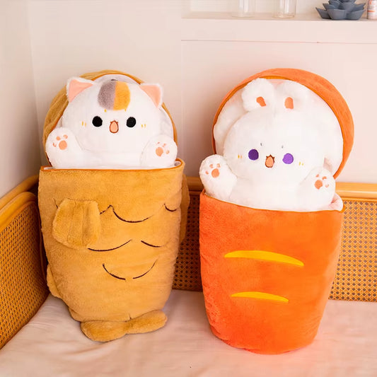 1 Piece 40/60/80Cm Kawaii Japan Taiyaki Cat Plush Toy Anime Figure Cat Hiding in Cushion Bag Ferry Animals Plushie Throw Pillow