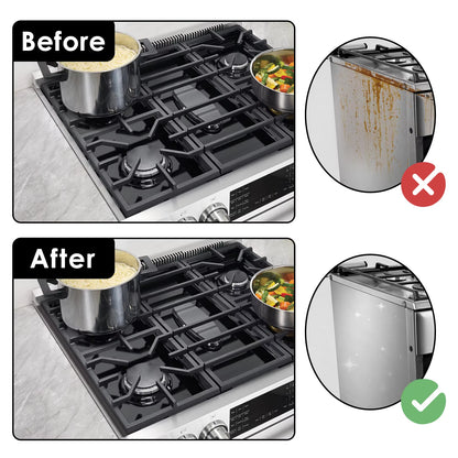 2Pcs Stove Gap Covers Stainless Steel Stove Gap Fillers Retractable Stove Counter Gap Cover Heat Resistant Stove Side Gap Covers