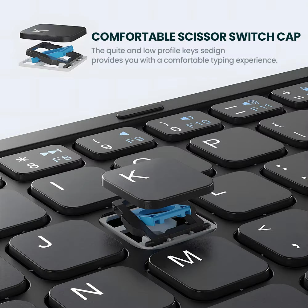 Portable Quadruple Folding Wireless Bluetooth Keyboard with Touchpad