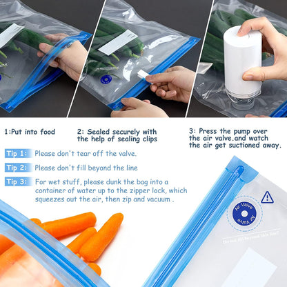 Handheld Vacuum Sealer,Sous Vide Bags(15 Pcs Reusable) and Mini Heat Bag Sealer.Start Kit Sets.