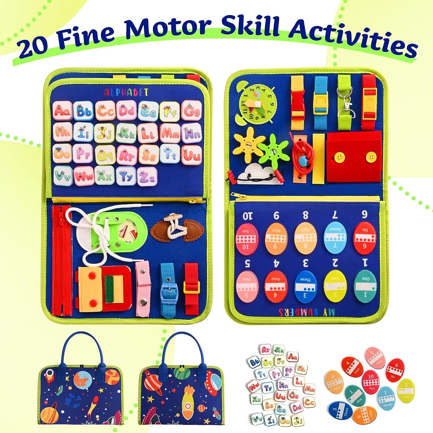 Busy Board Montessori Toys for 1 2 3 4 Year Old, Toddler Toys, Sensory Toys Preschool Learning Toys Gifts for Toddlers, Autism Toys, Educational Travel Toy for Fine Motor Skills