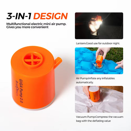 GIGA PUMP 2.0 - Ultra-Portable 3-In-1 Inflator