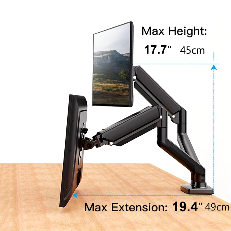 Monitor Stand for 13-32 Inches Screens, Dual Monitor Mount Gas Spring, Dual Monitor Arm Full Motion Adjustable