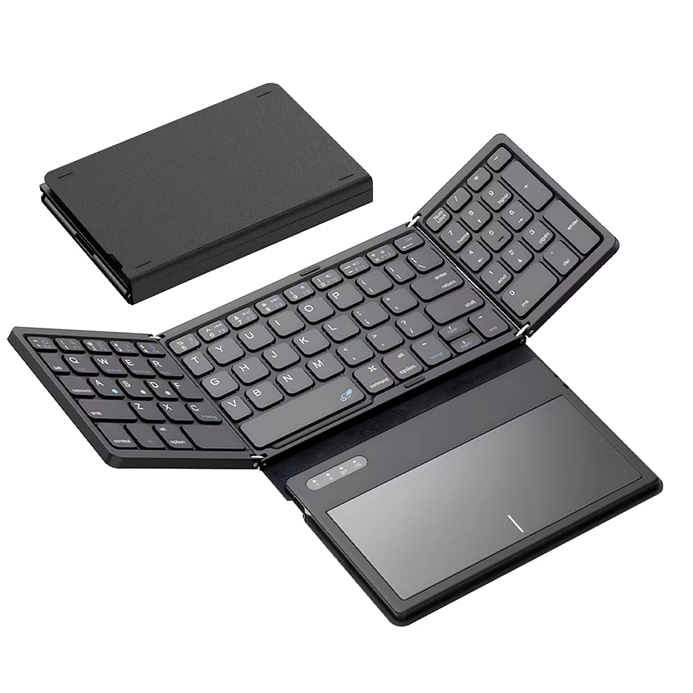 Portable Quadruple Folding Wireless Bluetooth Keyboard with Touchpad