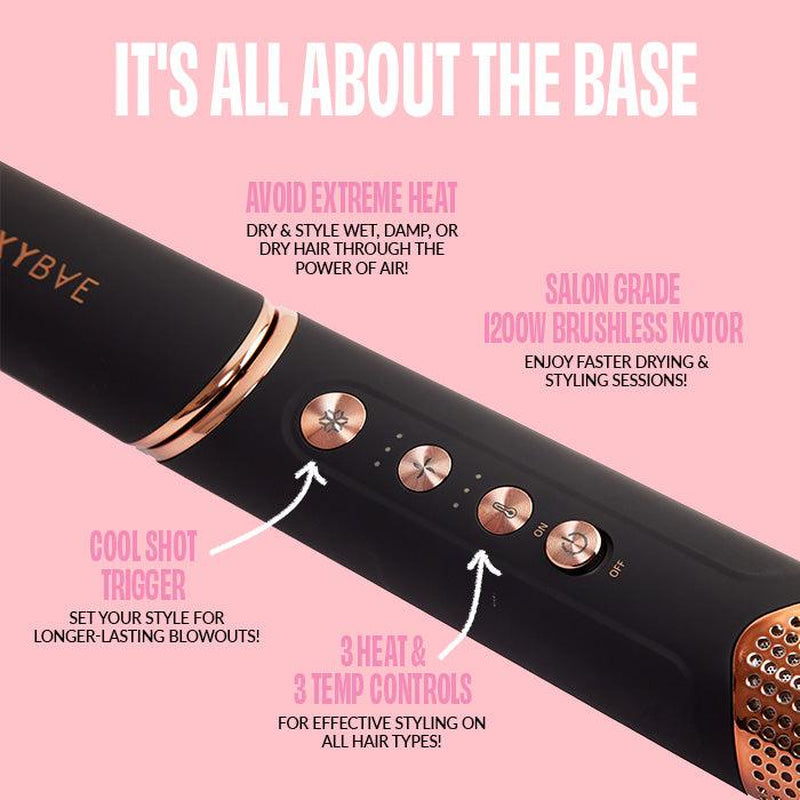 Rose Gold Super Styler Pro - 5-In-1 Interchangeable Tools Curler Comfort Hair Curler Lightweight Hair Dryer Multi Tool