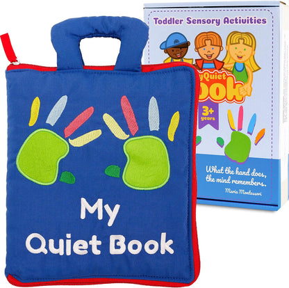 Activity Book for Toddlers with 9 Learning Activities - Travel Quiet Book for Kids- Montessori Sensory Book with Life Skills Learning Pages - Toy Book with Carrying Handles