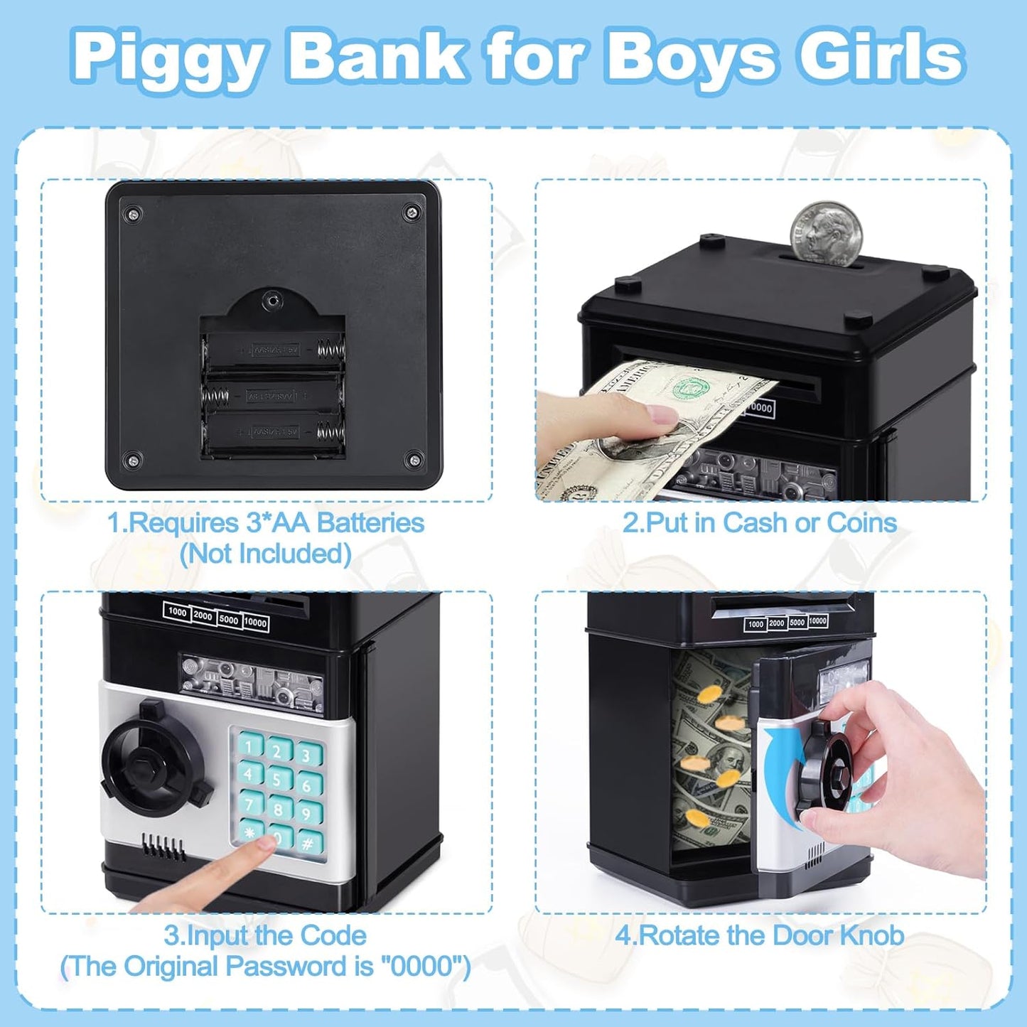 Piggy Bank, Saving Box, Cash Coin Can Safe Bank Electronic Coin Money Bank Gifts Toy ATM Bank, Hot Gift for Boys and Girls