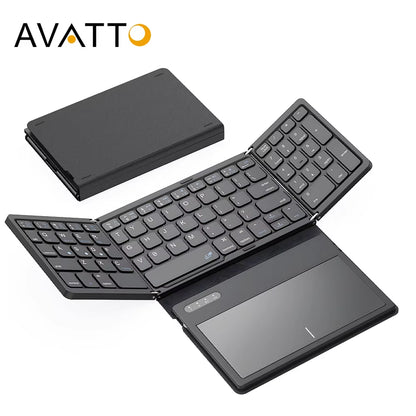 Portable Quadruple Folding Wireless Bluetooth Keyboard with Touchpad