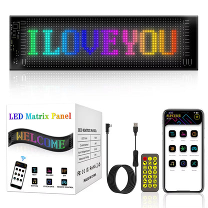 RGB LED Car Sign – Programmable Animation LED Matrix Panel with Bluetooth App Control. Flexible