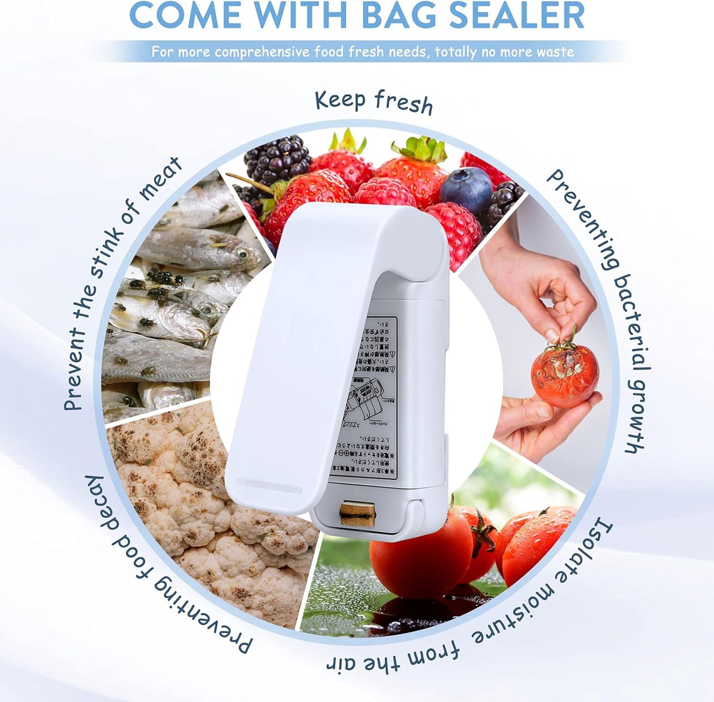 Handheld Vacuum Sealer,Sous Vide Bags(15 Pcs Reusable) and Mini Heat Bag Sealer.Start Kit Sets.