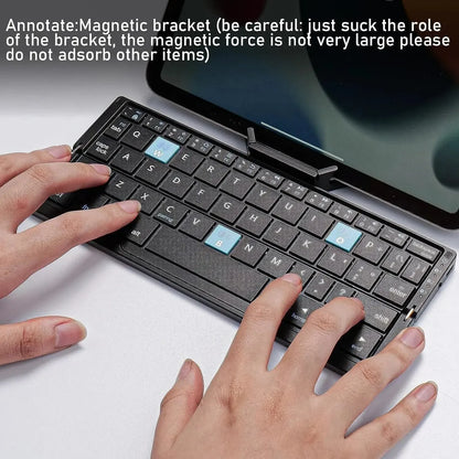 Foldable Bluetooth Keyboard with Magnetic Stand – Aluminum Alloy, Mini, Rechargeable, Perfect for Tablet & iPad