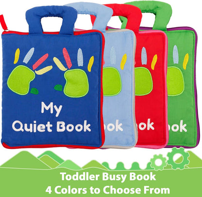 Activity Book for Toddlers with 9 Learning Activities - Travel Quiet Book for Kids- Montessori Sensory Book with Life Skills Learning Pages - Toy Book with Carrying Handles