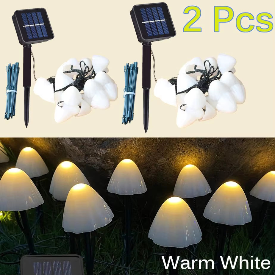 Solar Lights String Mushroom Lawn Fairy Lights LED Solar Lamps Outdoor for Garden Patio Terrace Path Landscape Decoration Lamps