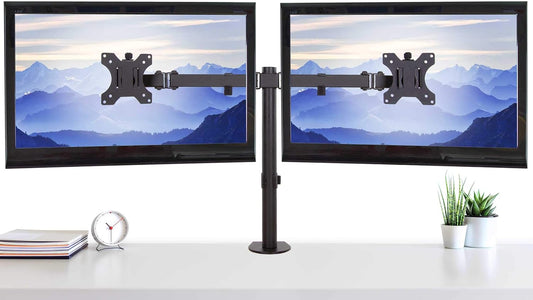 2 Monitor Mount Desk Stand | Height Adjustable Double Monitor Stand with Desk Clamp| Full Articulation VESA Mount Fits Most LCD/LED Monitors 13-32 Inches (2 Arm Clamp)