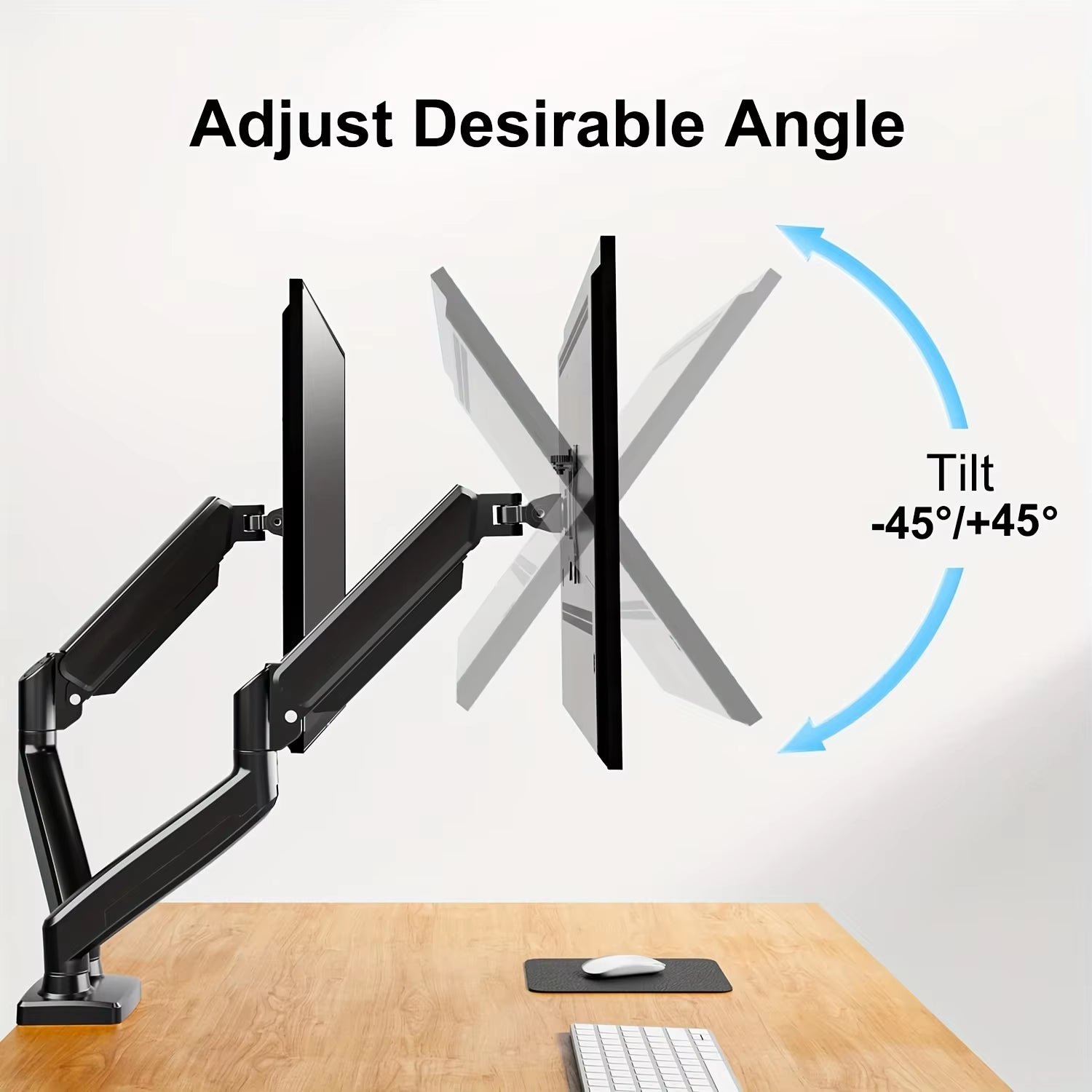 Monitor Stand for 13-32 Inches Screens, Dual Monitor Mount Gas Spring, Dual Monitor Arm Full Motion Adjustable